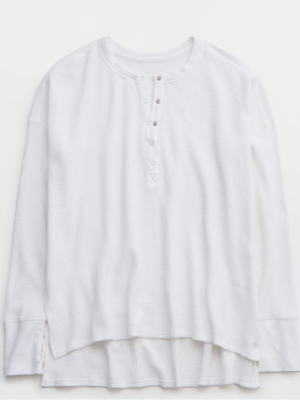 OFFLINE By Aerie. Wow! Waffle Henley T-Shirt. White. Size Small.